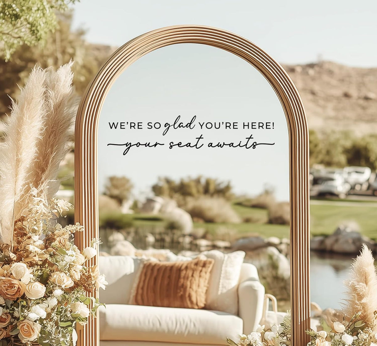 Wedding Sign Decal, Seating Chart, Welcome Vinyl Wedding Mirror Decal, We're So Glad You're Here