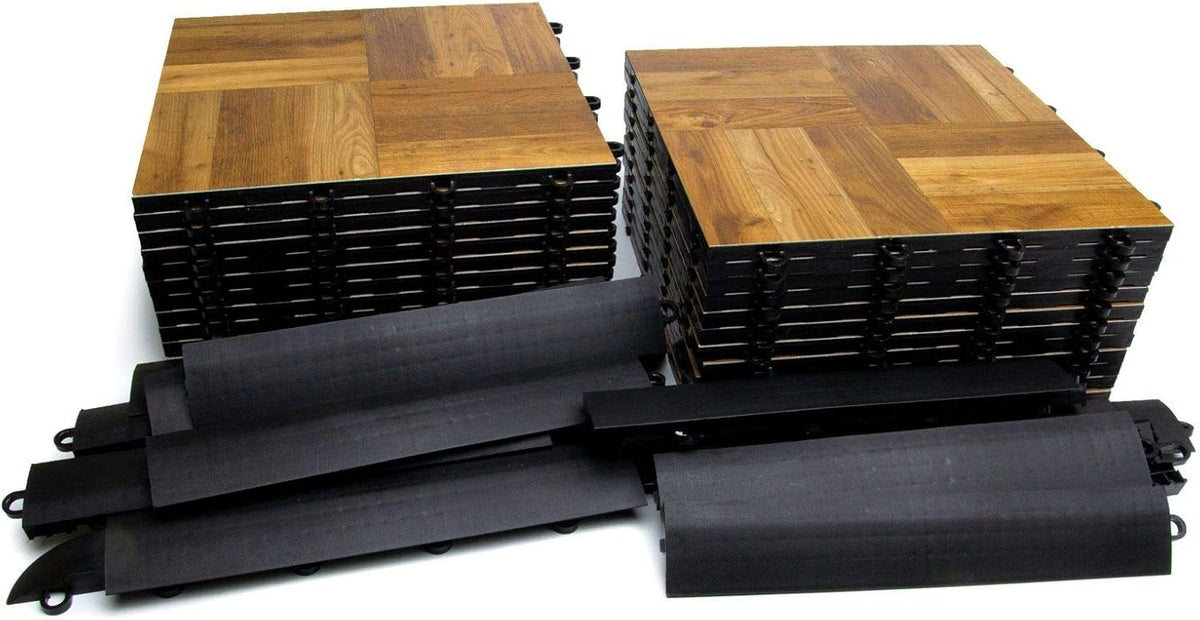 Big Floors 5X5DKOAKFLOOR Interlocking Lightweight Plastic Modular Dance Floor Kit (5' x 5'), Dark