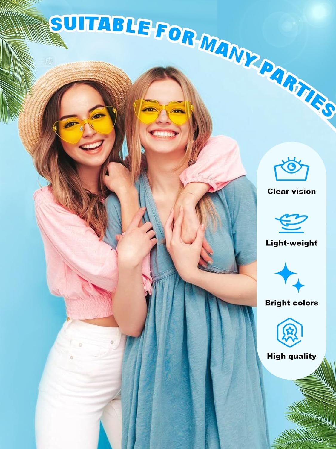 12 Pairs Heart Shaped Sunglasses for Women Colorful Glasses Fun Trendy Transparent Heart Sunglasses