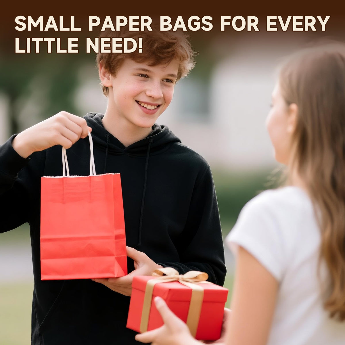 YEEHAW 24 Pack Small Gift Bags 5.8"×3.2"×8.25" Kraft Paper Bags with Handles, Party Favor Bags Bulk