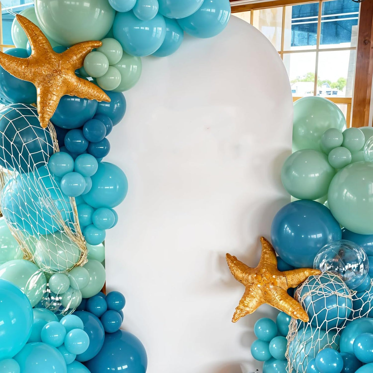 Ocean Themed Balloons, Macaron Light Baby Sea Blue Teal Transparent Balloons for Boy Girl Ocean