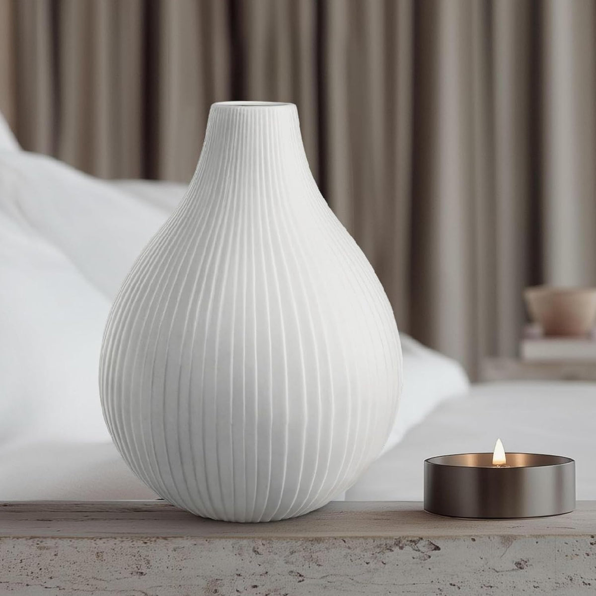 RONDURE 11.0" Modern Ceramic Table Lamp, Modern Bedside Lamps for Bedroom, Living Room and