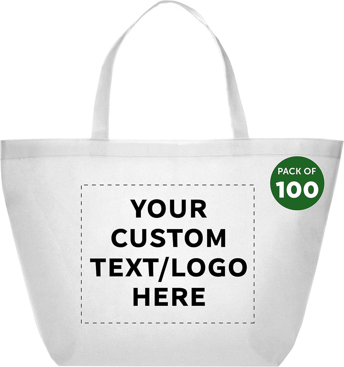 DISCOUNT PROMOS Custom Southern Style Grocery Tote Bags Set of 100 - Personalized Bulk Pack