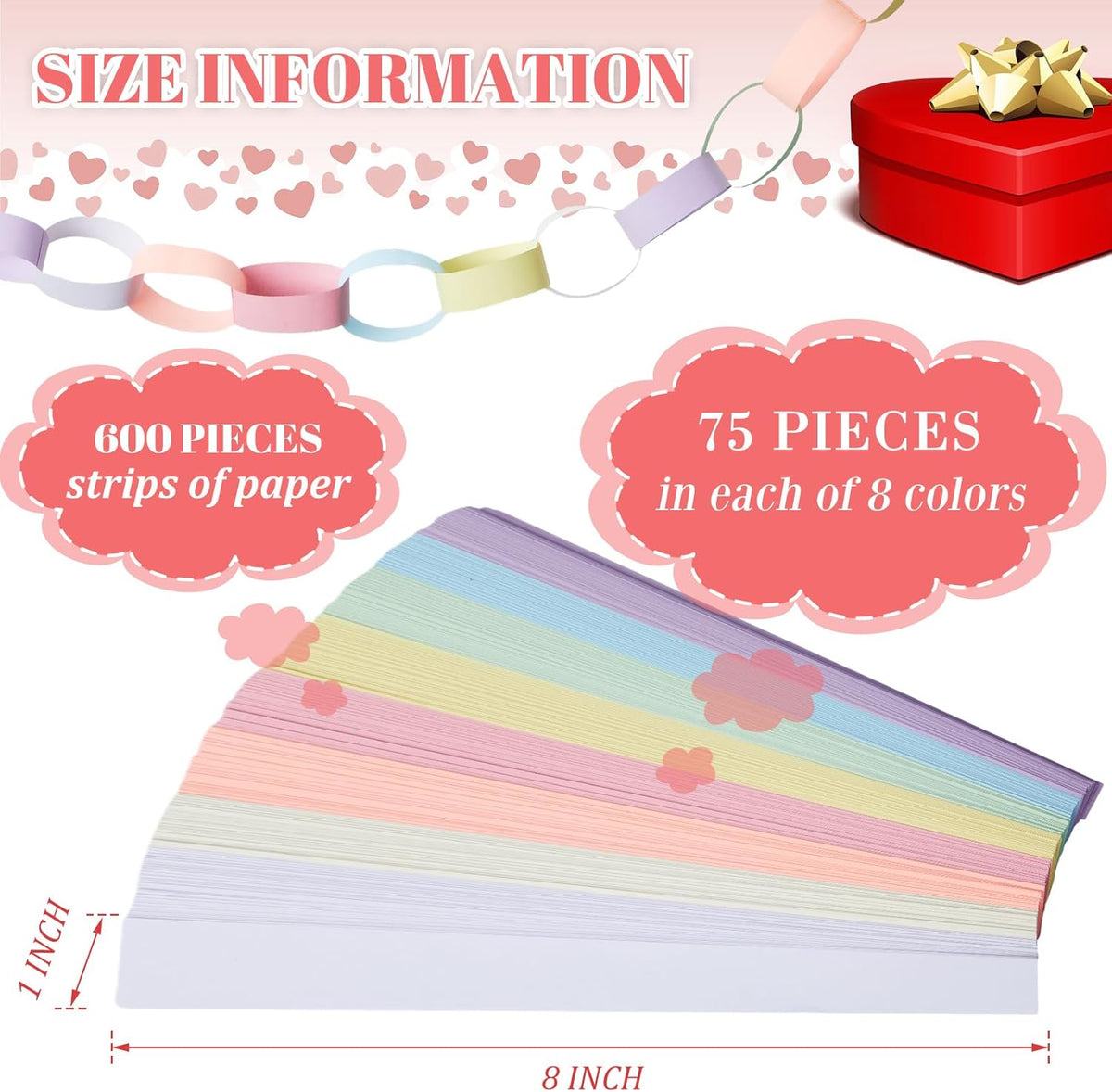 Lincia 600 Sheet Halloween Paper Chain Garland, Construction DIY Crafts Chain Strip for Fall
