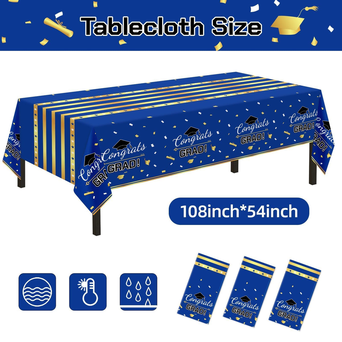 Childom 3 Pack Graduation Tablecloth,Graduation Decorations Class of 2026 Graduation Party