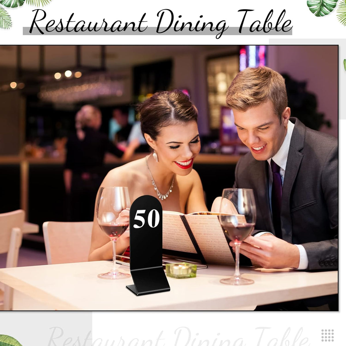 Remerry 50 Pcs Table Numbers 1-50 Acrylic Double Sided Number Cards Acrylic Tent Table Holders Tent