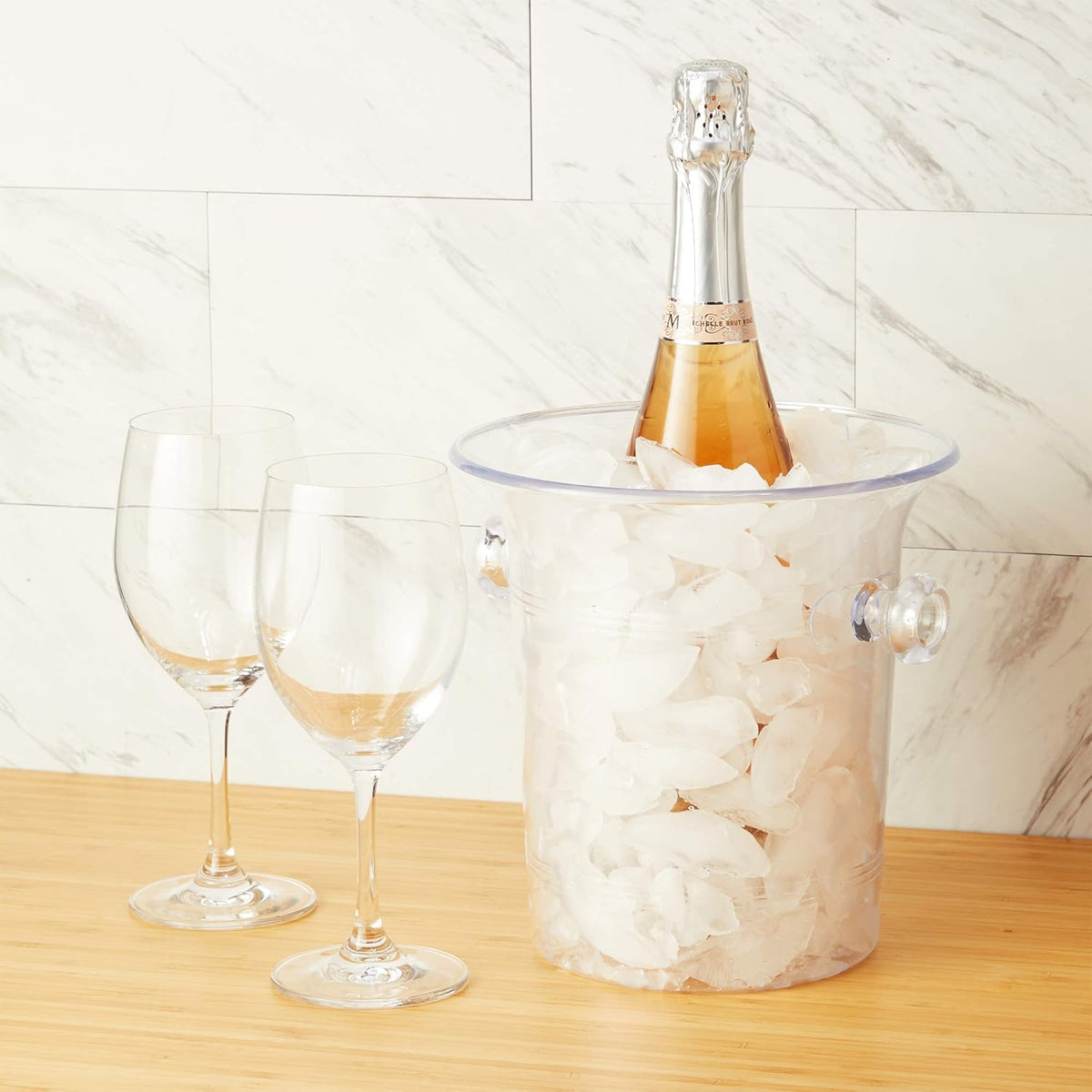 True Clear Acrylic Ice Bucket with Handles, 3-Liter Capacity, Durable Wine and Champagne Bucket