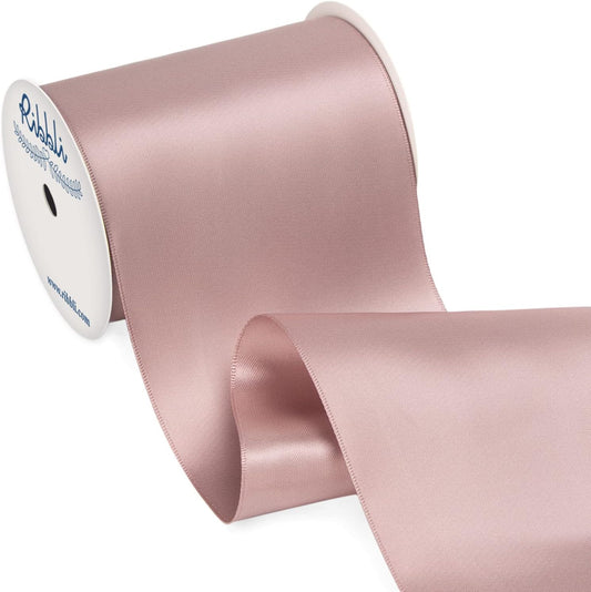 Ribbli Mauve Satin Ribbon 4 Inch Wide Dusty Rose Ribbon for Wedding Chair Sash Grand Opening