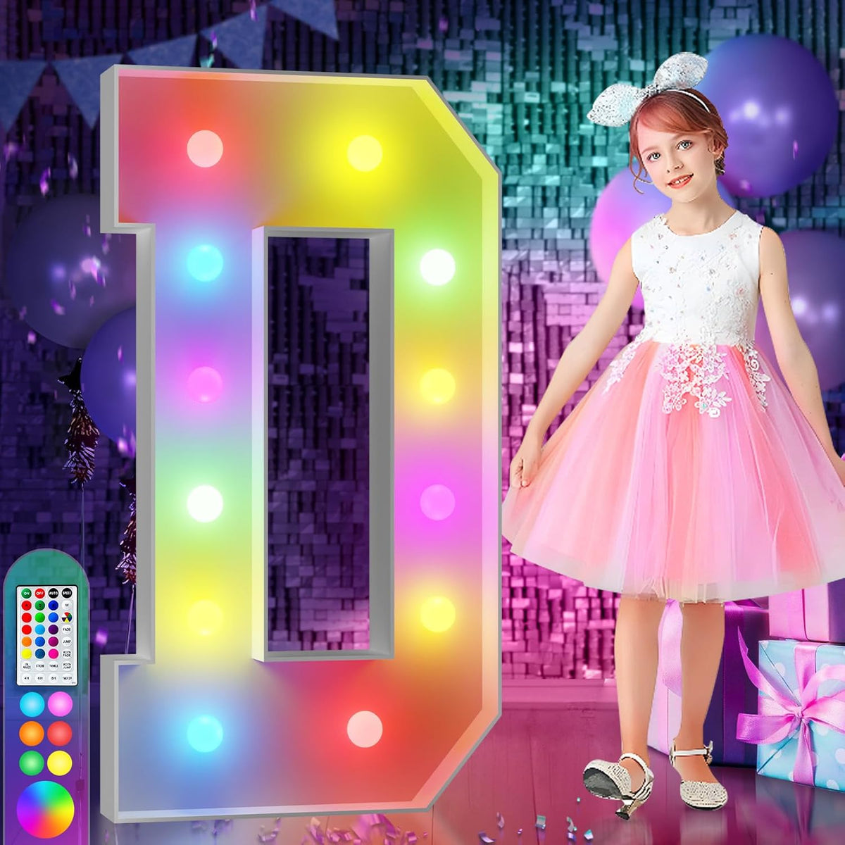 4FT Colorful Marquee Light Up Letters D, 18 Colors Light Up Alphabet Signs with Remote, Marry Me