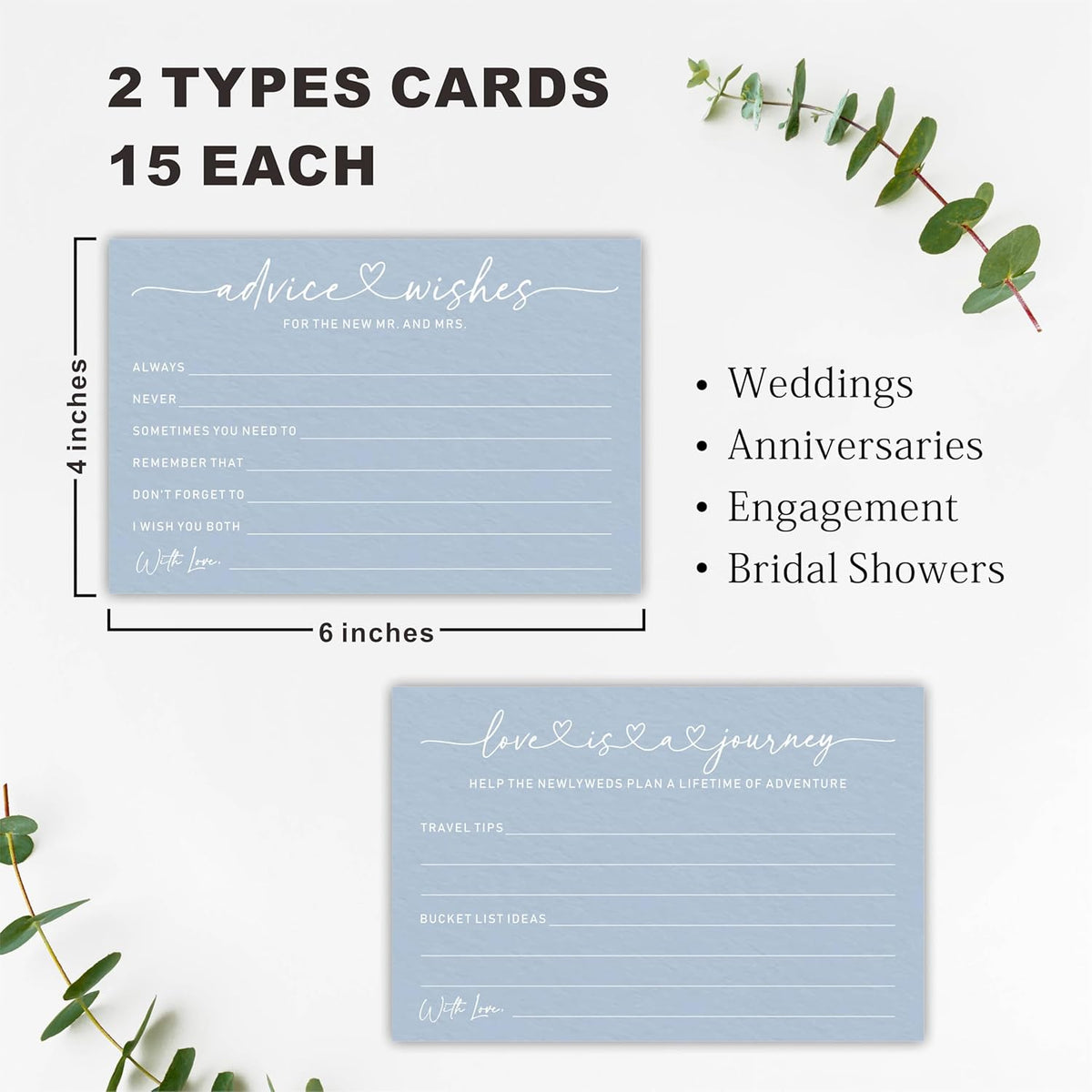 Wedding Advice Cards -Pack Of 30 Wishes For The New Mr & Mrs Wedding,Love Is A Journey Cards