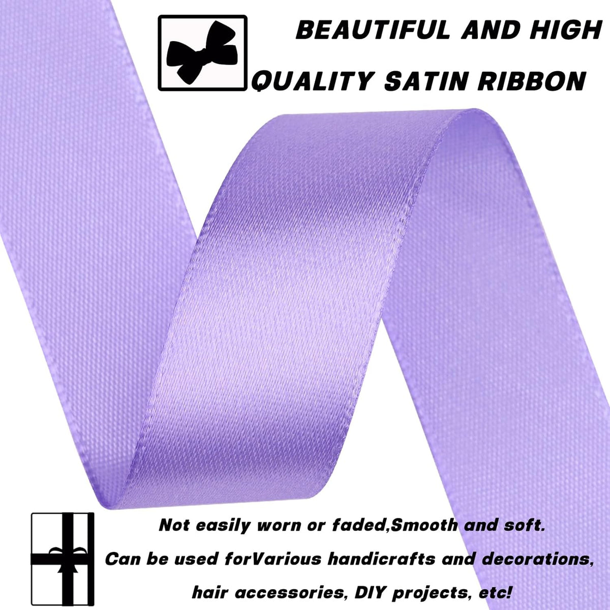 Light Purple Satin Craft Ribbon - 7/8 Inch, 30 Yards - Single Face Polyester for Handmade Roses