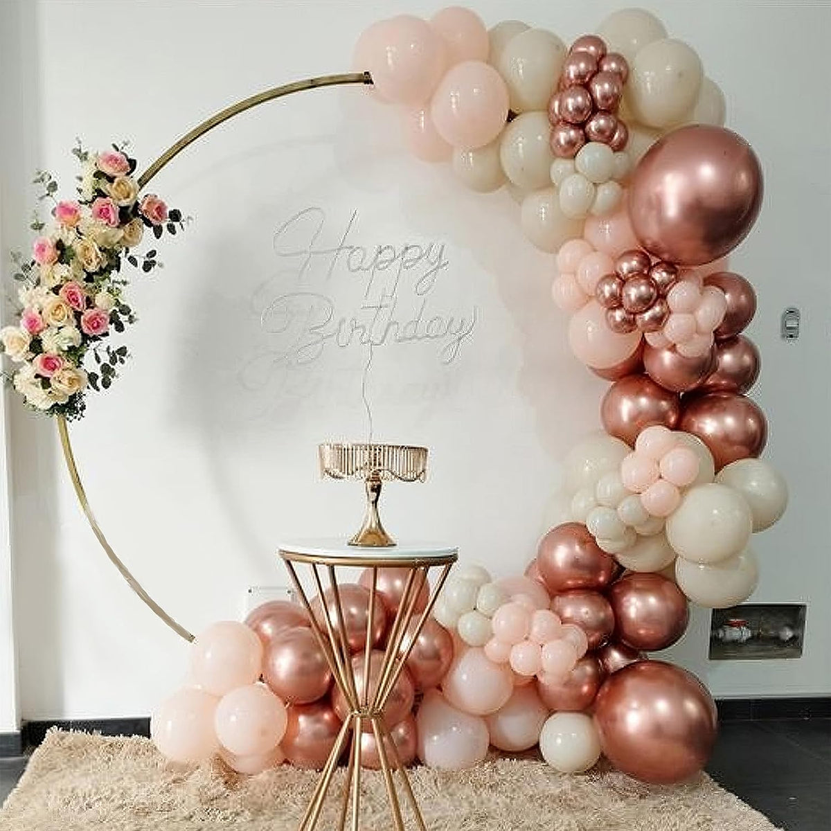 Dusty Pink Blush Balloons, Retro Boho Pink Balloons Cream White Balloon Pearl Light Rose and