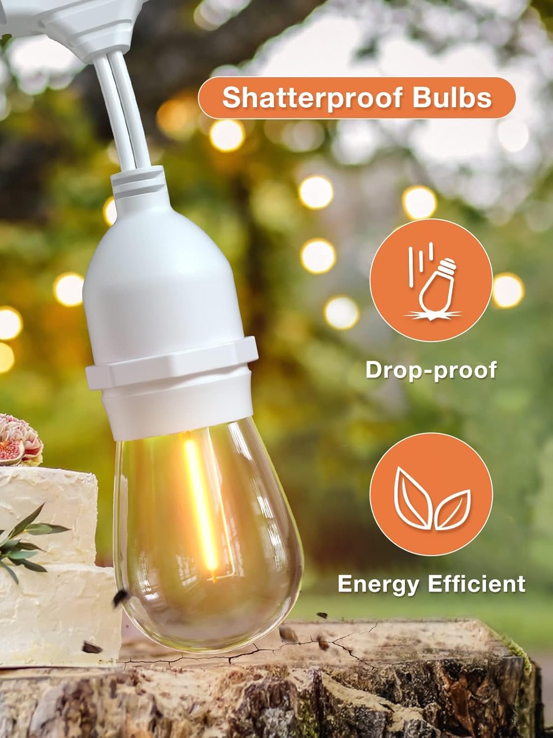 addlon 96FT(48FT*2) LED Outdoor String Lights, Dimmable Edison Vintage Shatterproof Bulbs and