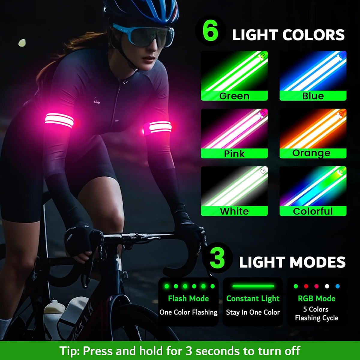 LED Armband for Running(2 Pack),Light Up Arm Bands for Night Walking Running,Rechargeable Lights