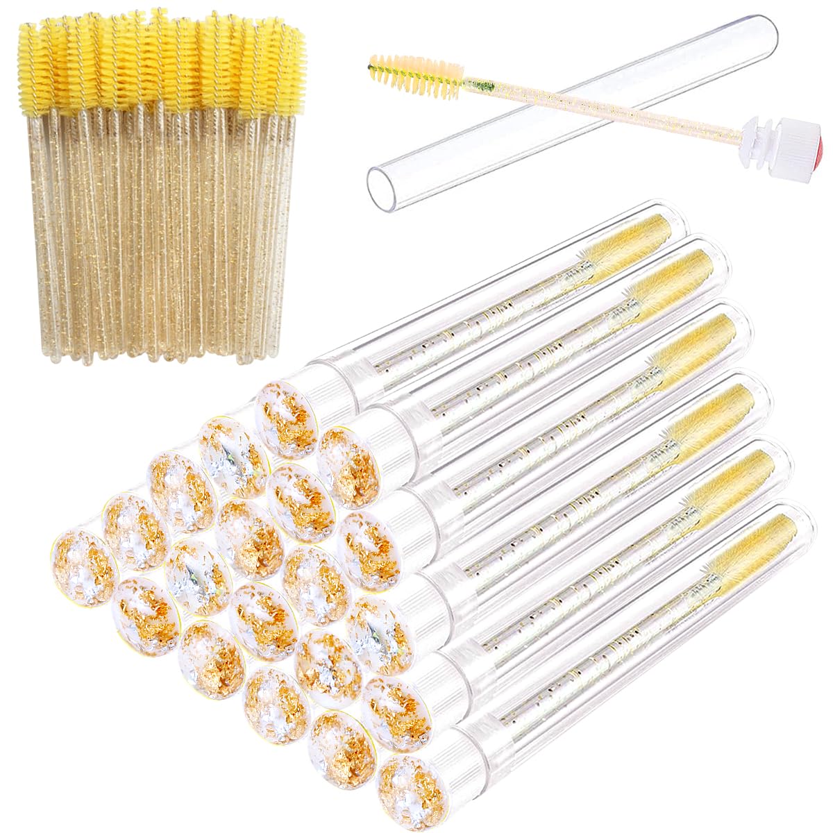 Mascara Brushes Tubes Set 70 Pieces Disposable Eyelash Brushes Replacement with 20 Pieces Empty