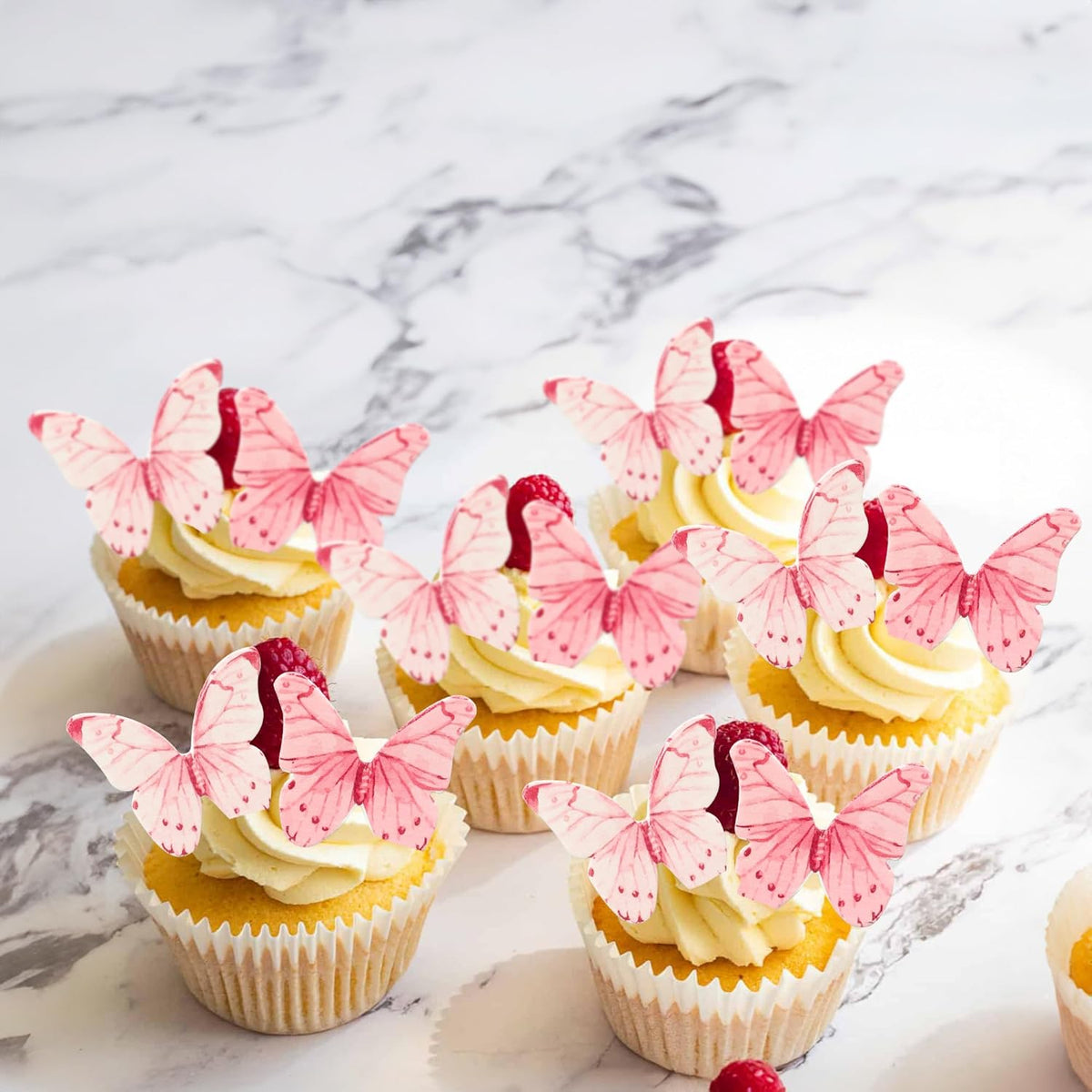 Ephlyn 40Pcs Edible Butterfly Cupcake Toppers 3D Butterfly Cake Picks Mixed Color Cake Decorations