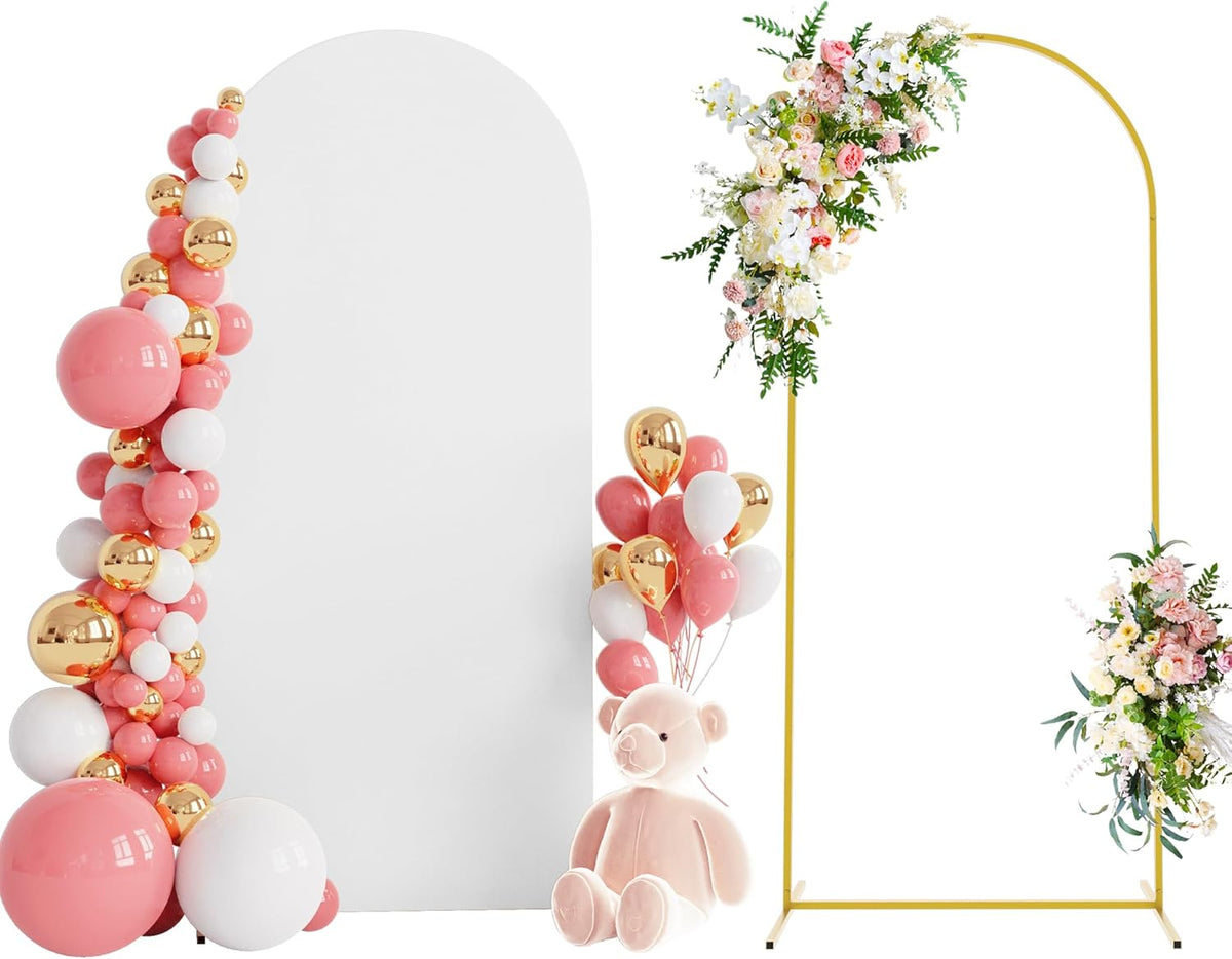 Wokceer 6 FT Wedding Arch Backdrop Stand and White Arch Cover Metal Arch Stand with Arch Stand