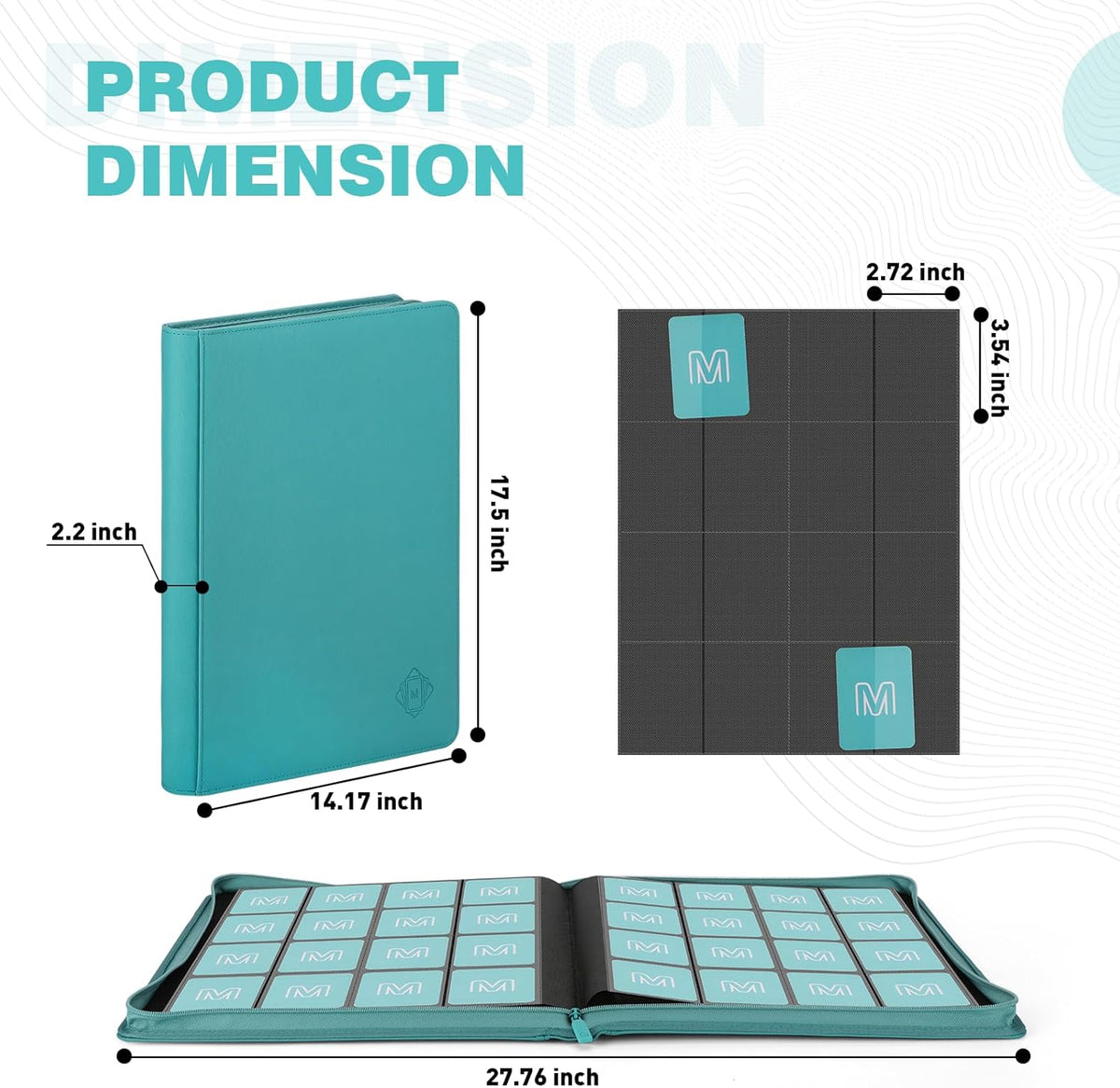 Premium Card Binder 16 Pocket,Trading Card Binder Holds up to 1000+Cards Sturdy Card Collection