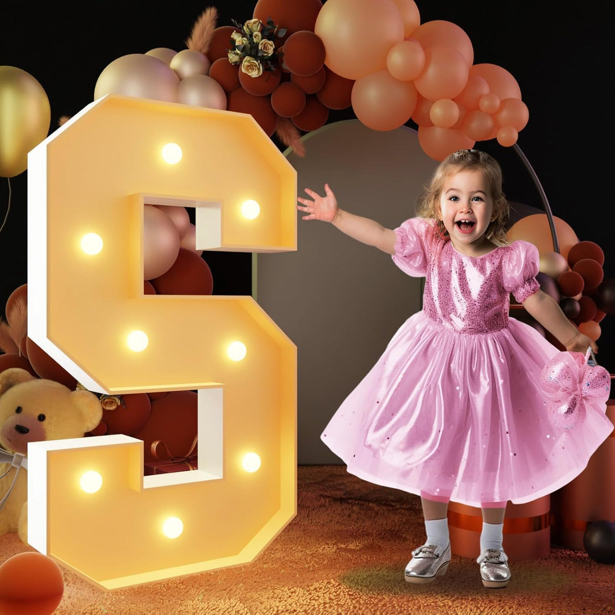 imprsv Marquee Light Up Letter S, Art Craft Kit for Party Decorations, 3FT White Foam Board Decor