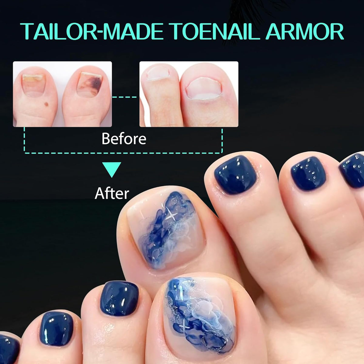 UNA GELLA Toe Nail Tips 504Pcs Short Square False Soft Gel Full Cover Fake Toe Nails Matte Toe