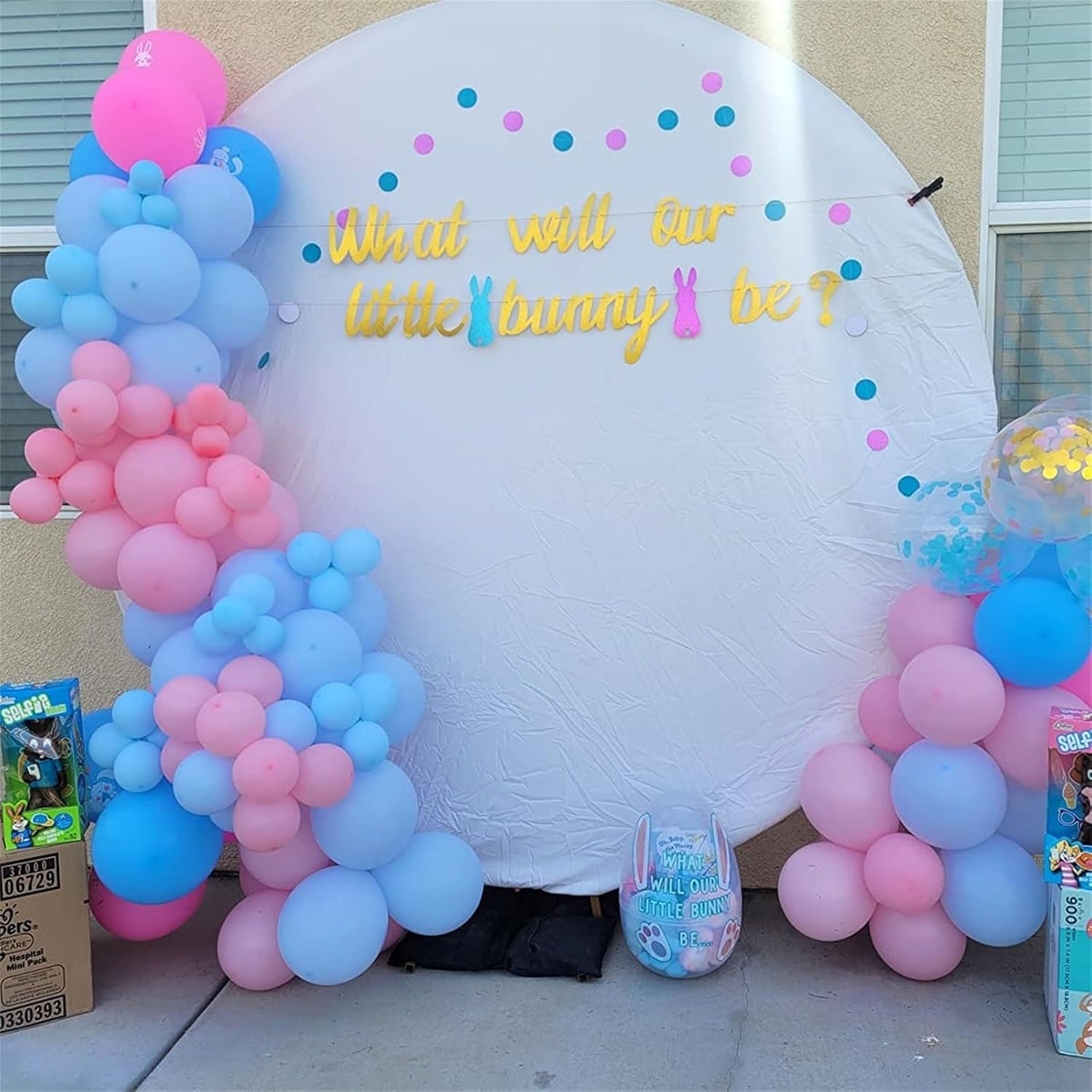 Pink and Blue Balloons Set, 35 Pack Pastel Pale Blue Pink Confetti Latex Balloons, 12 Inch Light