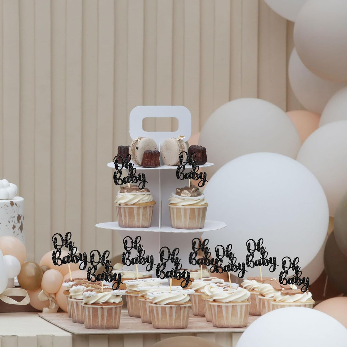 Gyufise 36Pcs Oh Baby Cupcake Toppers Glitter Baby Shower Cupcake Picks Oh Baby Cake Decorations