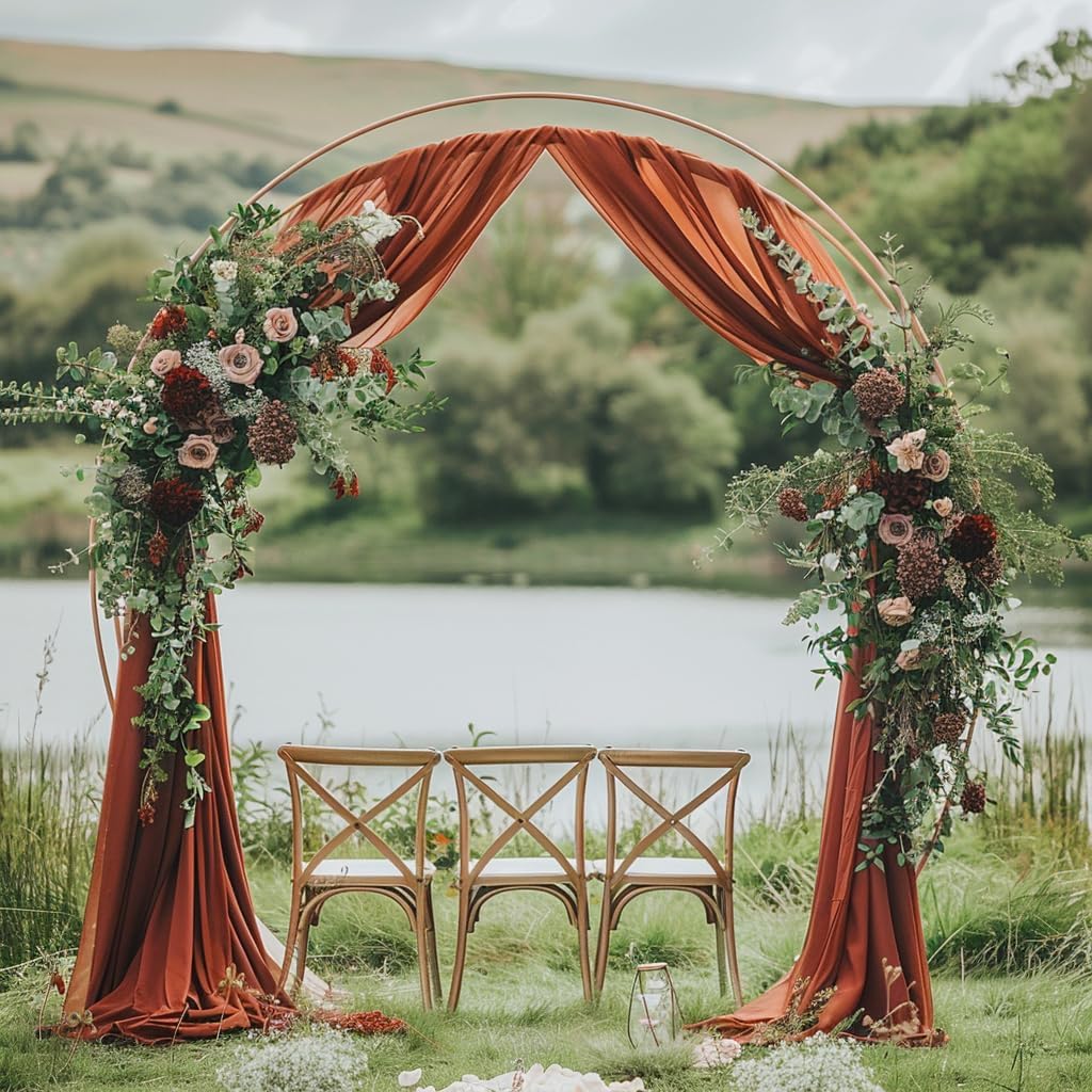Wedding Arch Draping Fabric 2 Panels 28.7" x 20FT Terracotta Sheer Chiffon Backdrop Drapes for