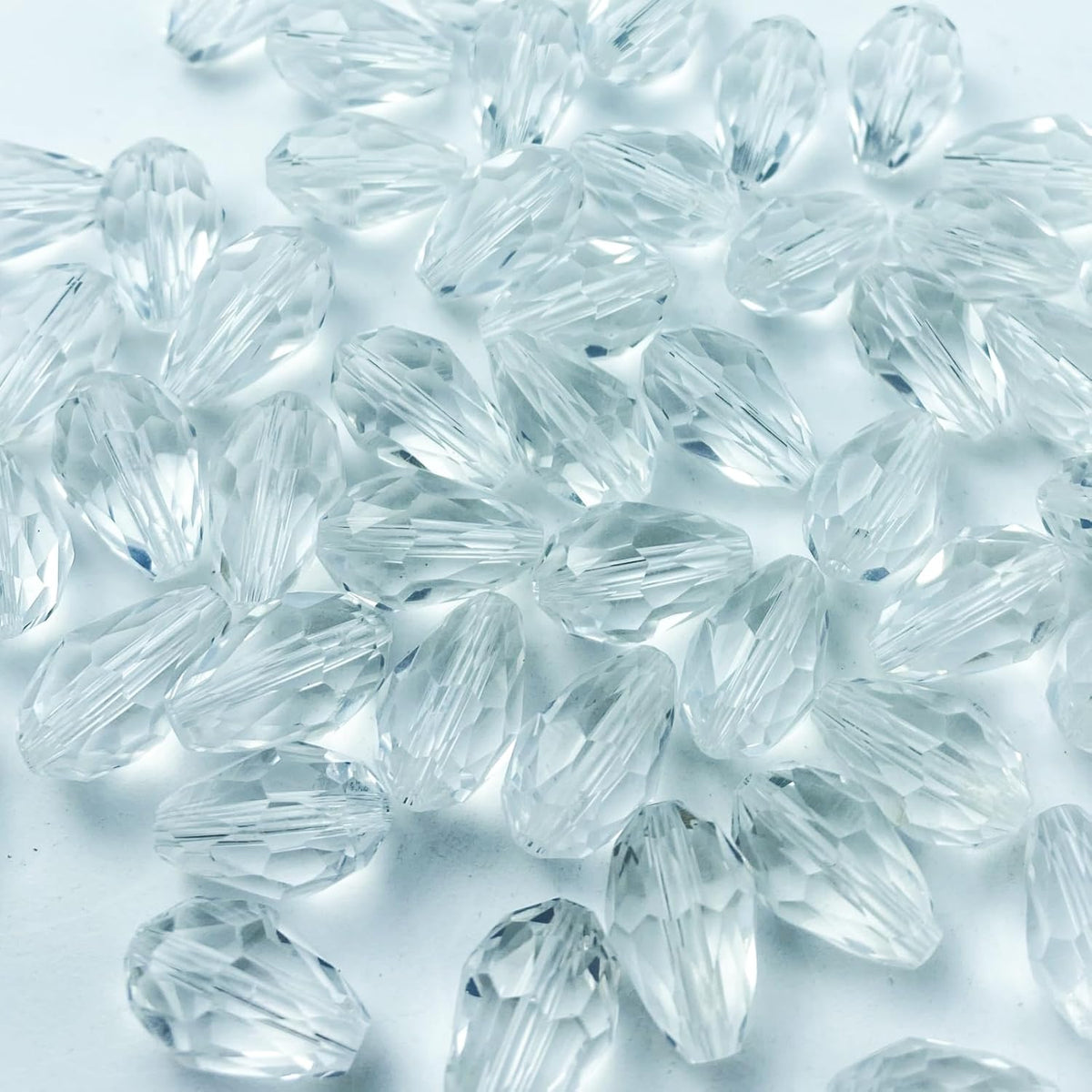 100pcs 8x12mm Teardrop Crystal Glass Beads Vertical Hole Faceted Glass Teardrop Spacer Beads for