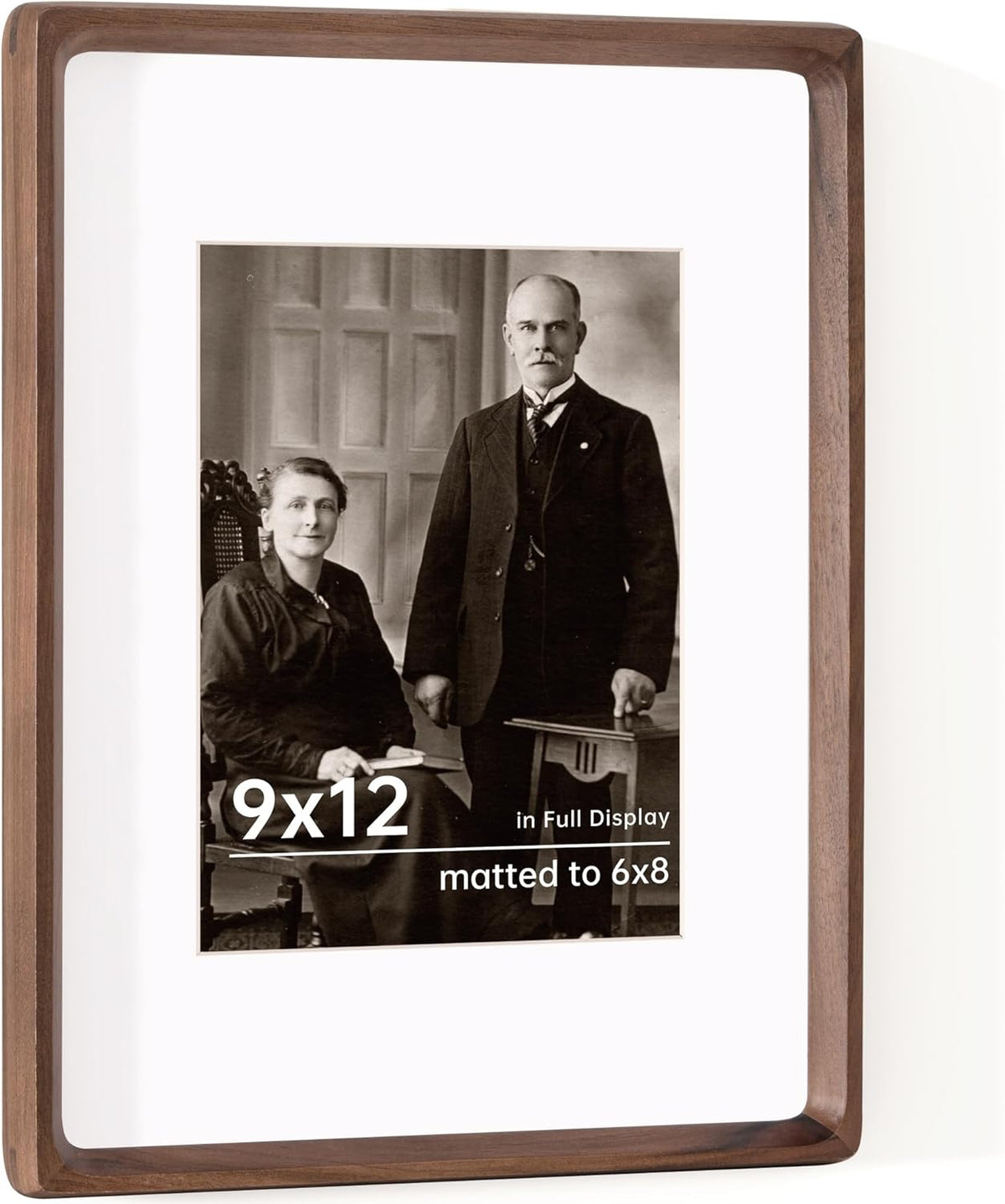 9x12 Picture Frame USA-Sourced Natural Walnut Solid Wood Photo Frame Handcrafted Rounded Corner