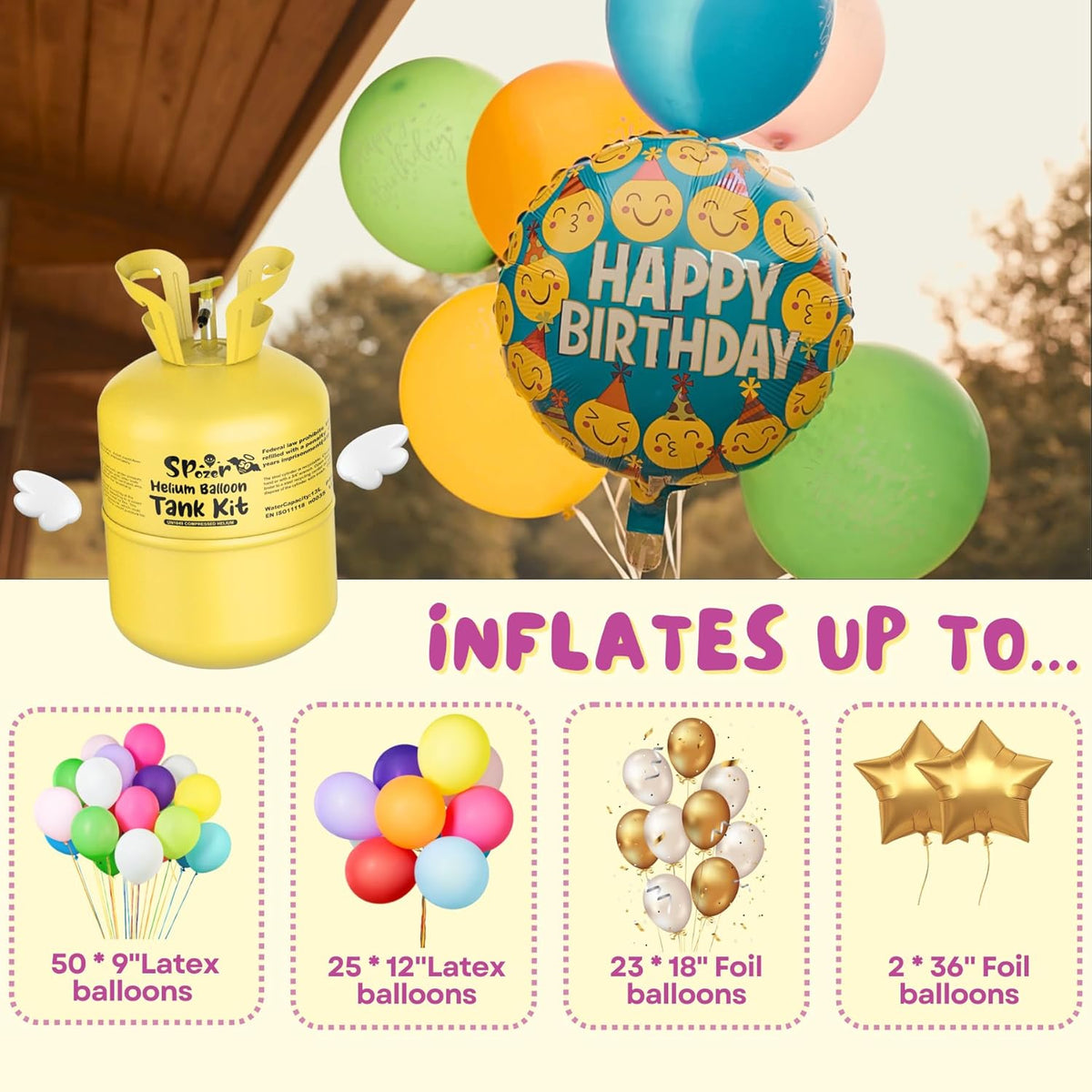 13L Portable Helium Tank for Balloons at Home, Up to 50 Latex Balloons, Helium Balloon Pump Kit