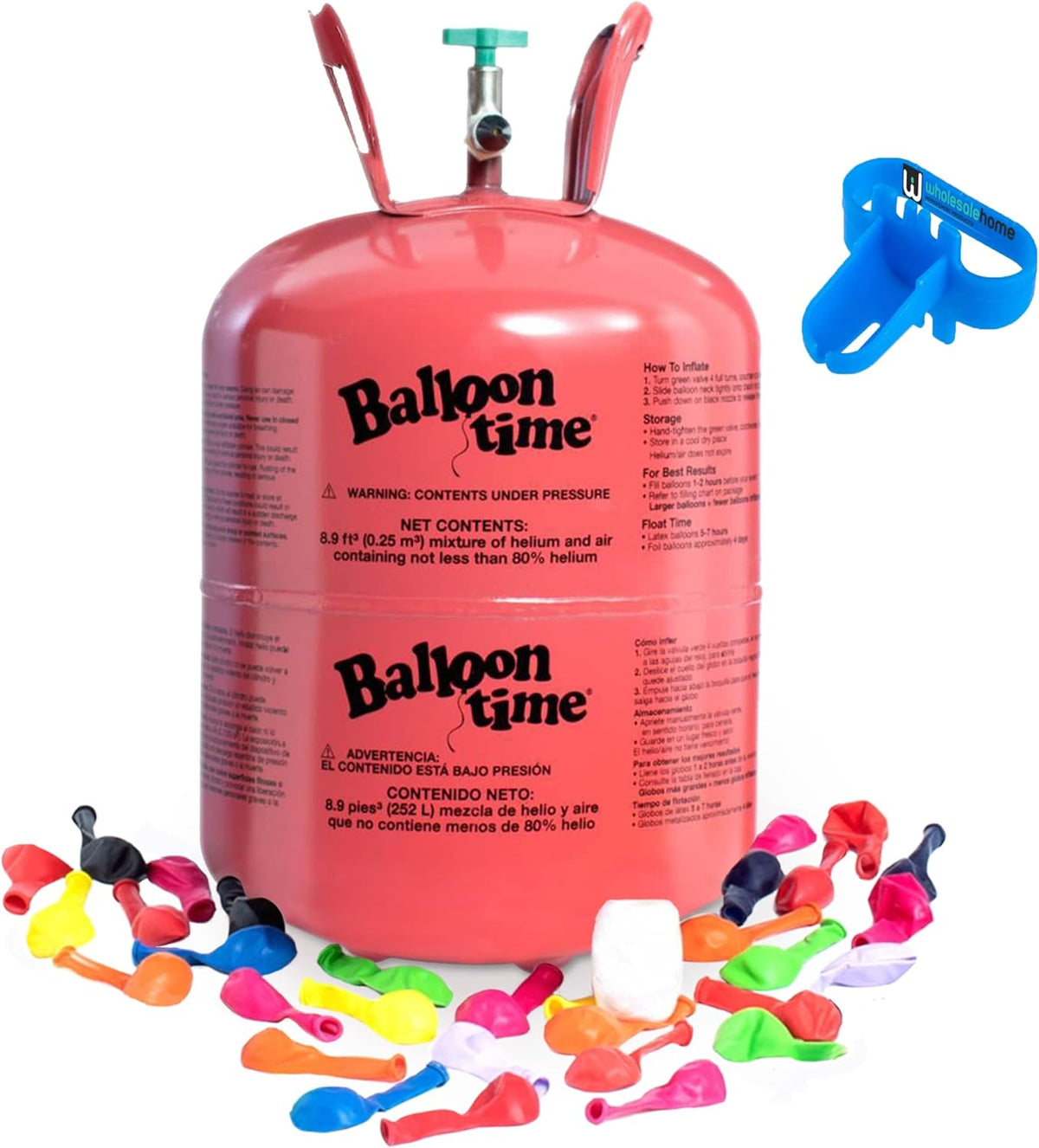 Helium Tank for Balloons At Home, 14.9 Cu Ft Helium Balloon Pump Kit with 50 Assorted Latex