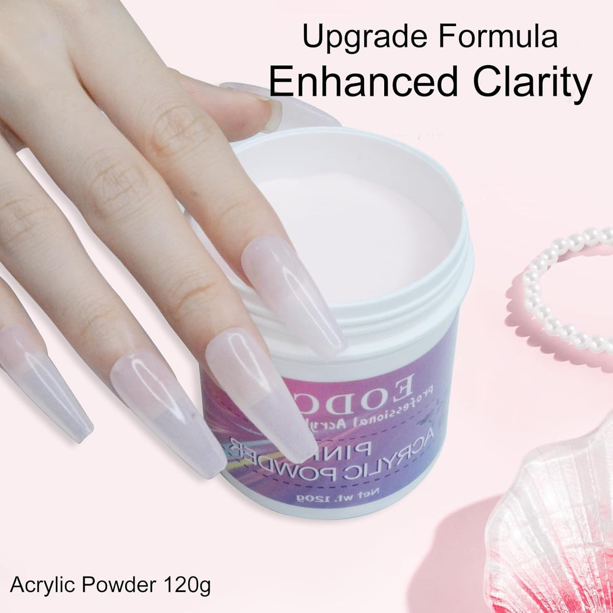 Clear Acrylic Nail Powder Professional 120g Acrylic Nail Powder Polymer for 3D French Nail Manicure