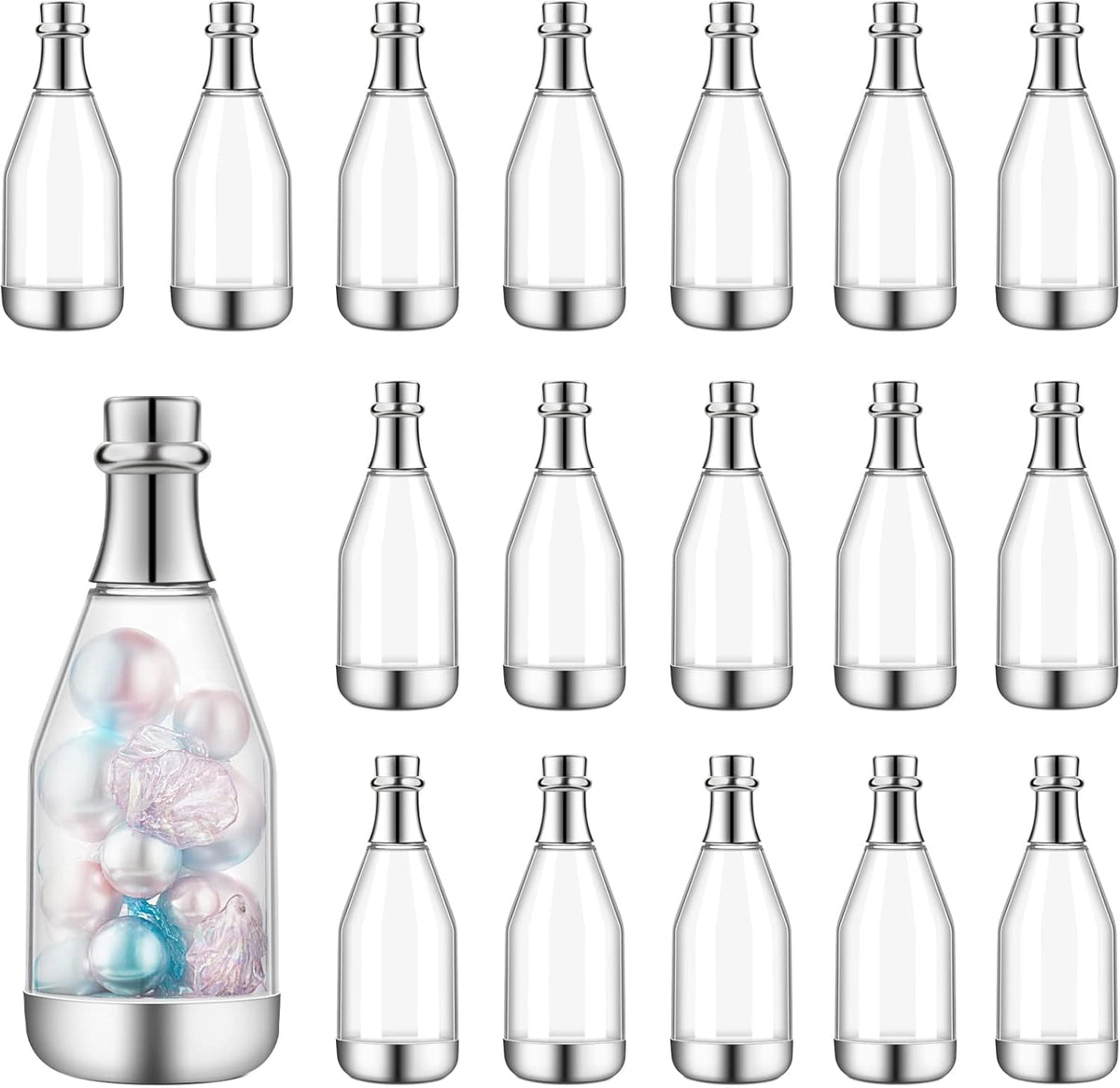 Cunhill 18 Pieces Mini Champagne Bottles Container Bulk Plastic Small Champagne Candy Bottles DIY