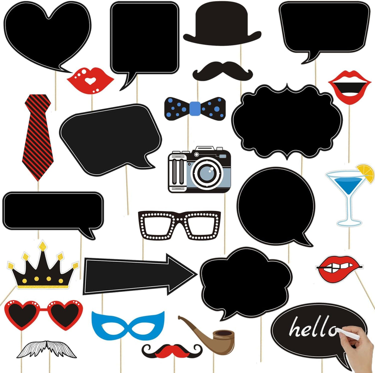 35pcs Insta-Themed Social Media Party Selfie Photo Booth Props with Speech Bubble DIY Photo Props