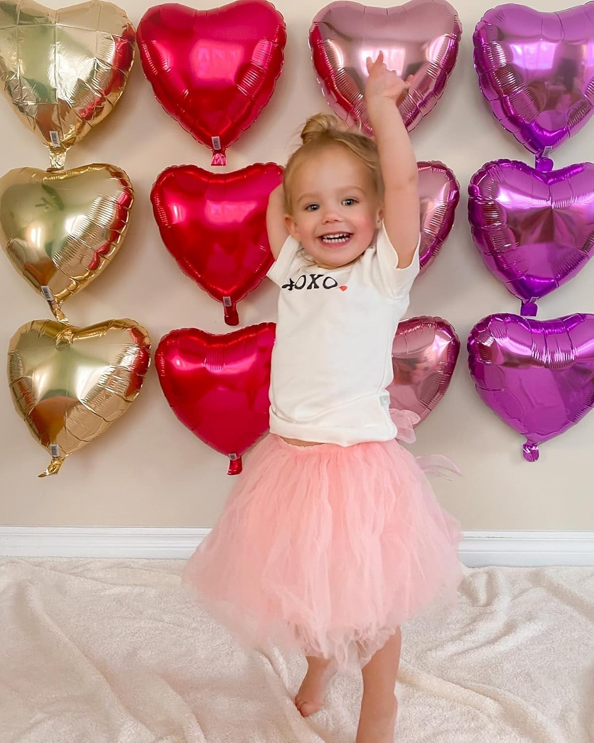 Red Heart Shaped balloons Pack of 12,18 Inch Silver Love Valentine Balloons Pink Heart Romantic