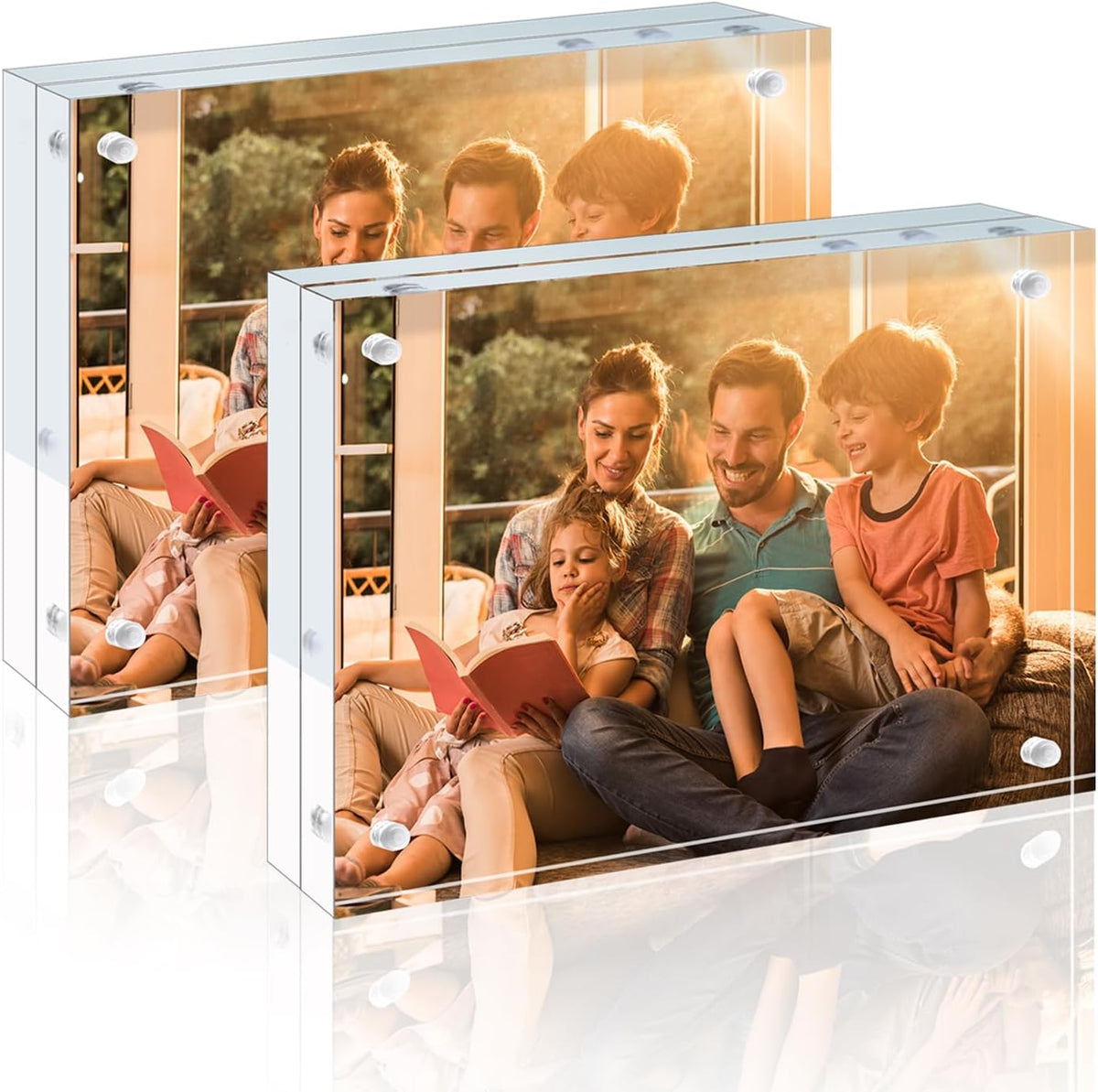 Egofine 6x8 Acrylic Frames 2 Pack, 20mm Thicker Frameless Clear Picture Frames, Double Sided