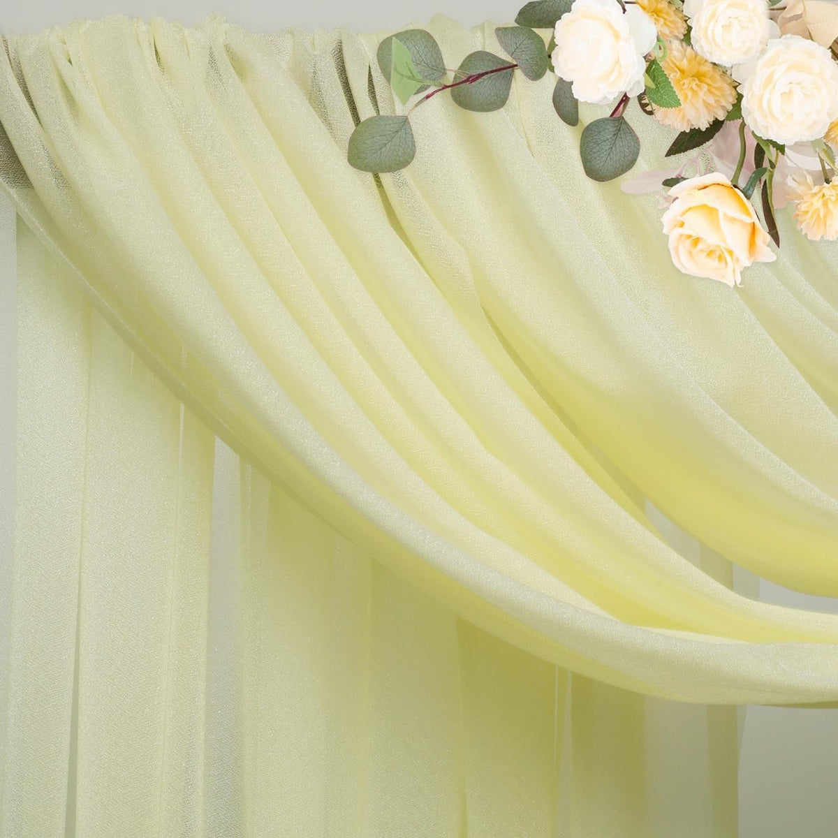 Wokceer Beige Wedding Arch Draping Fabric Backdrop 3 Panels 28.7" X 20FT Sheer Drapes Fabric for