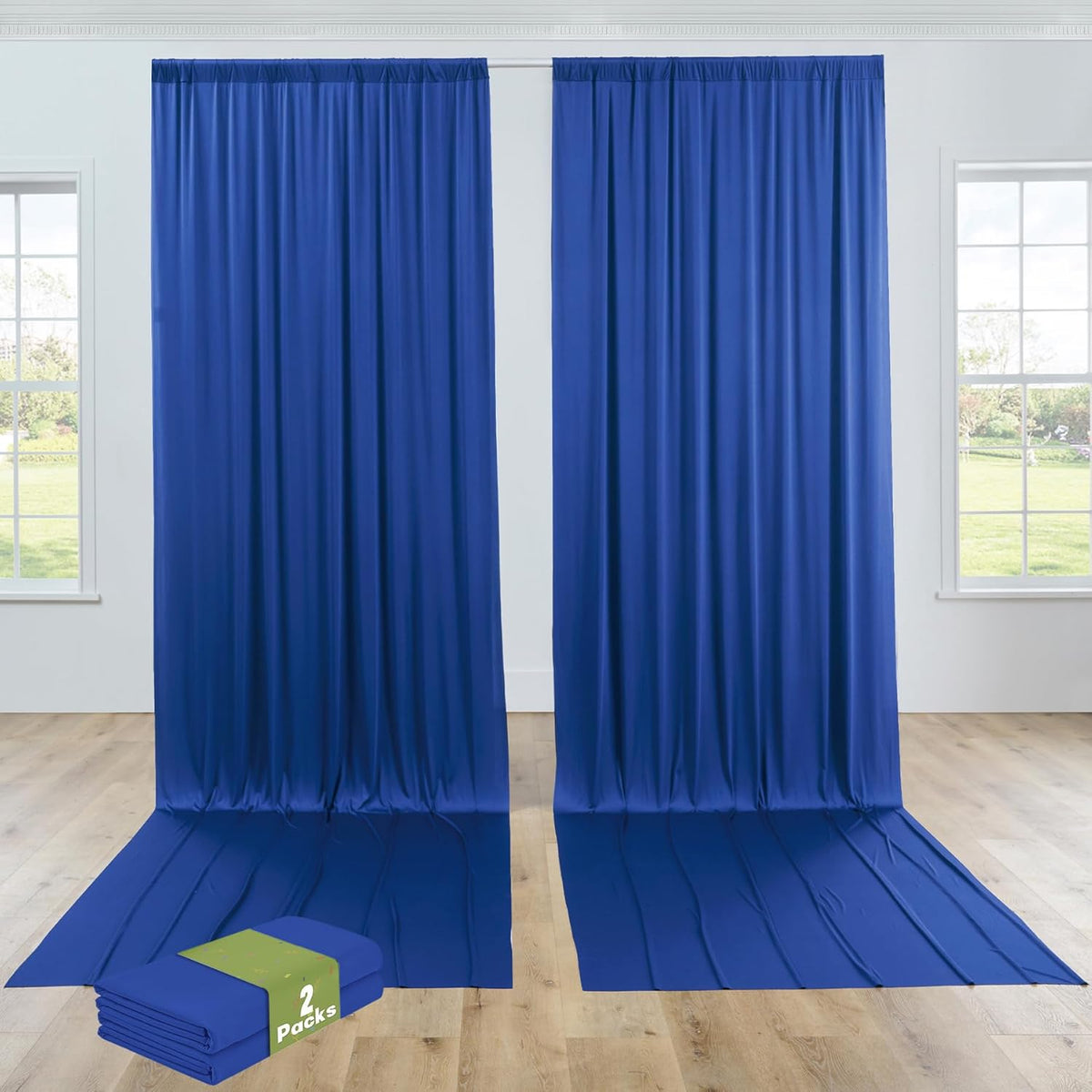 PartyVillage 10ft×15ft Royal Blue Backdrop Curtain for Wedding Parties, 2 Panels Wrinkle Free 15 FT