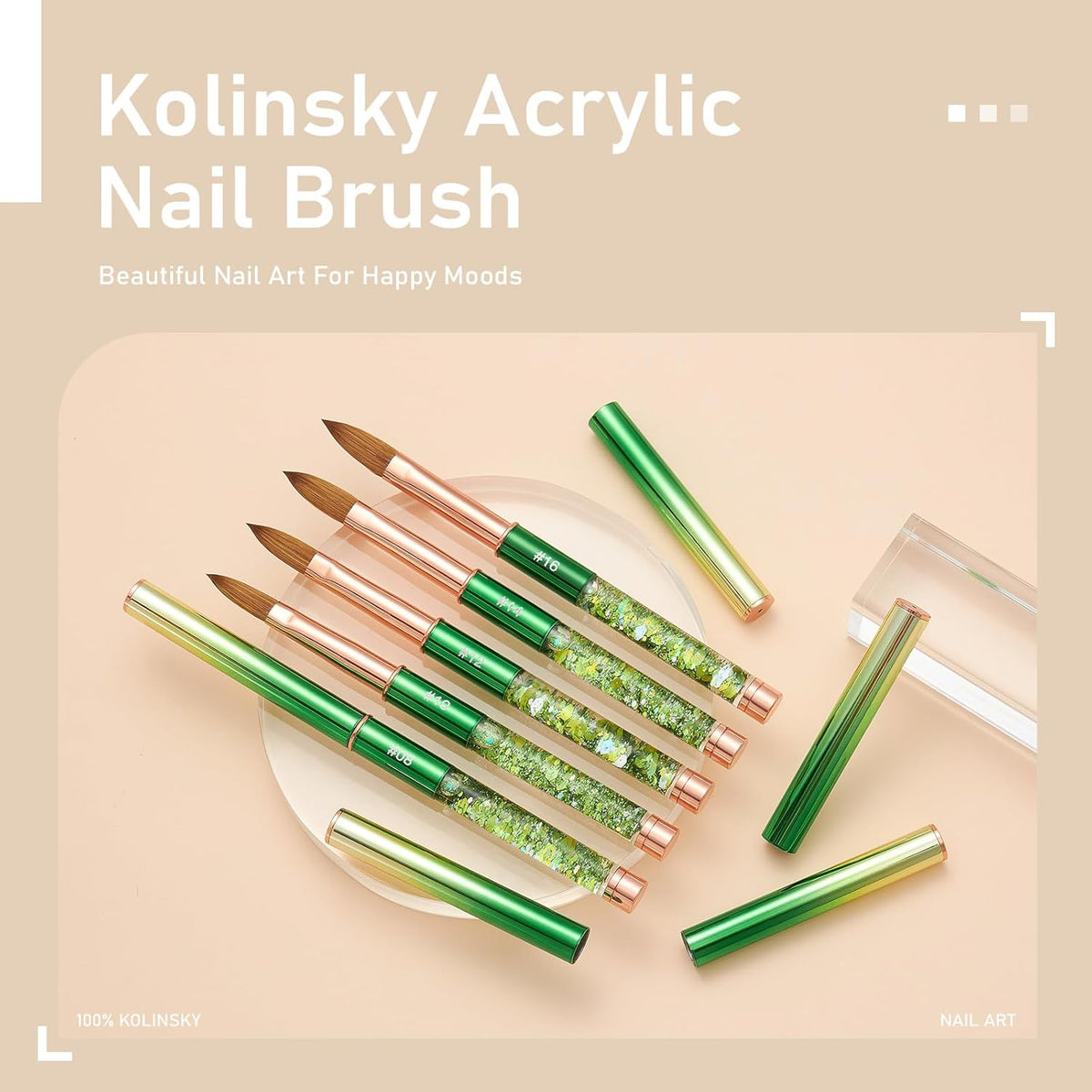 Acrylic Nail Brush Size #12, KEMEISI 100% Pure Kolinsky Nail Art Brushes Sturdy Handle Oval Shaped