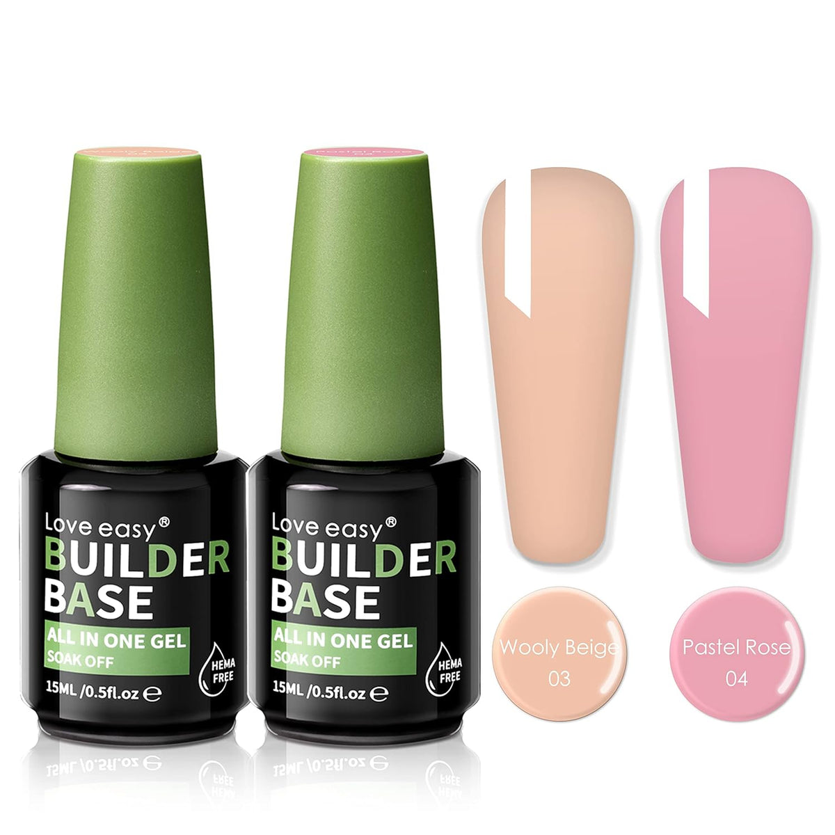Salon-Grade Builder Gel (Wooly Beige + Pastel Rose) - Hypoallergenic Strong Base Coat |