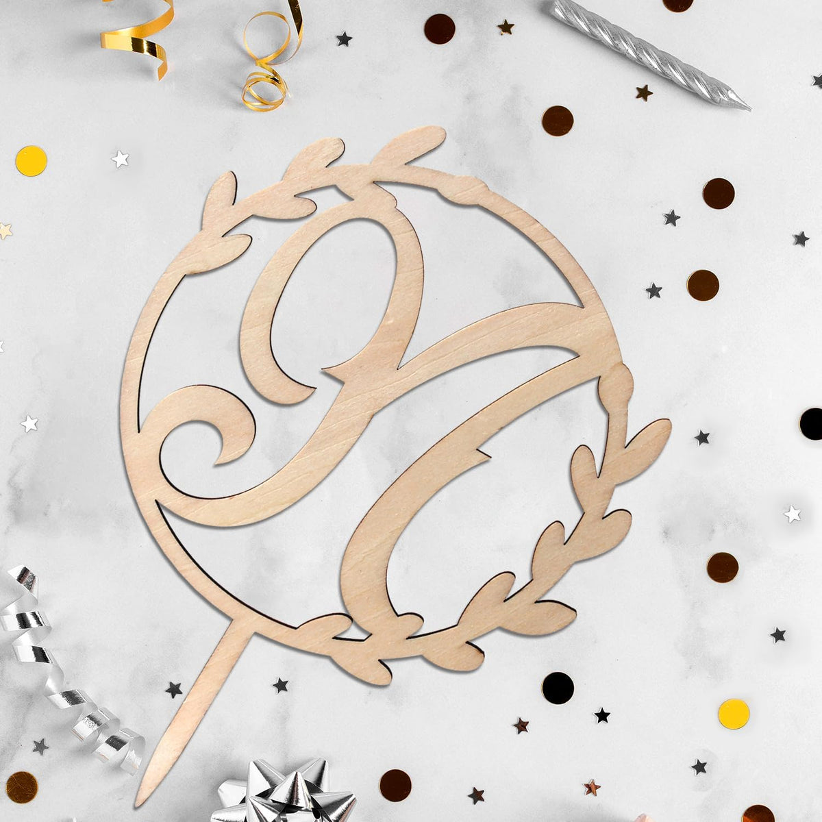 LINGTEER Personalized Inital Letter N Wooden Cake Topper Perfect for Birthday Rustic Wedding Party