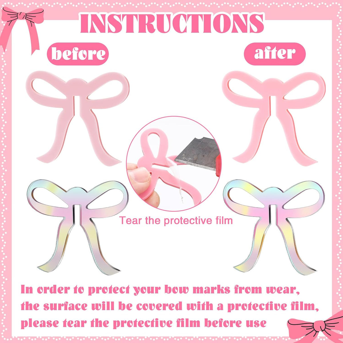 36 Pcs Bow Drink Markers Acrylic Drink Tags Bowknot Wine Glass Charms for Bachelorette Coquette