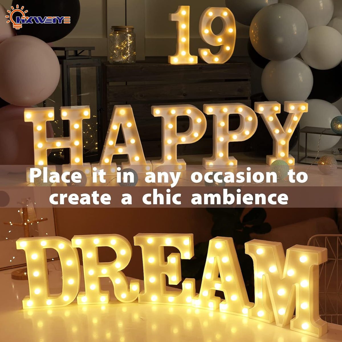 HXWEIYE Light Up Numbers-9, LED Marquee Number Lights Sign 26 Alphabet and 10 Number for Party Bar