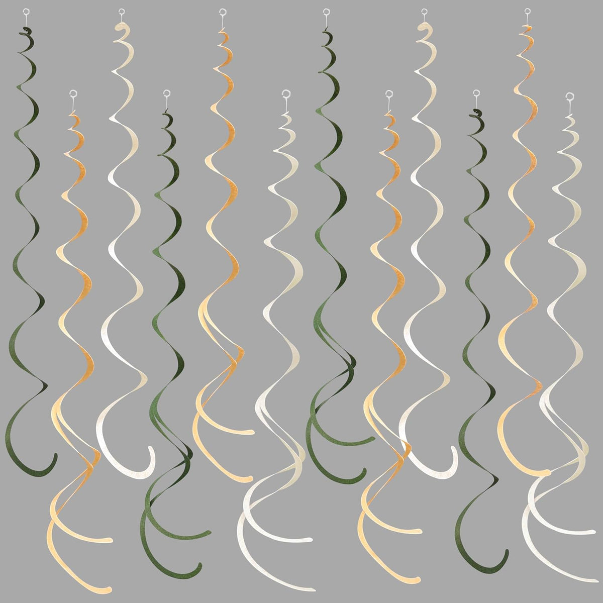 36Pcs Sage Green Hanging Swirl Decoration Olive Green Tan Brown Cream Neutral Felt Swirl Streamer