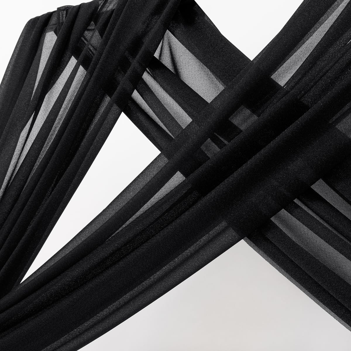 MLMC Black Wedding Arch Draping Fabric 4 Panels 29" x 20 FT Extra Long Gauze Drapes Sheer Backdrop