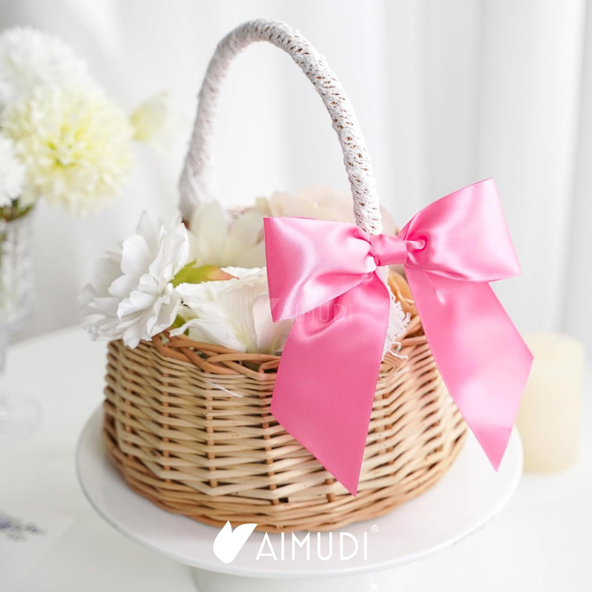 AIMUDI Hot Pink Satin Bows 5.5" Bows for Gift Wrapping Satin Twist Tie Bows Premade Ribbon Bows for