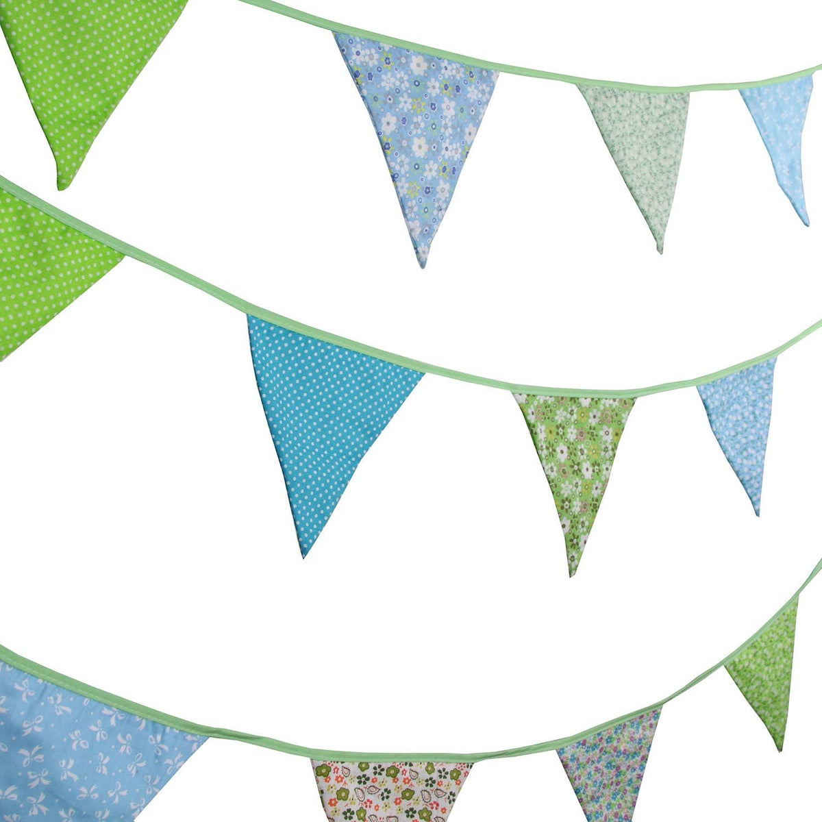 10M/32Ft Triangle Bunting Banner, 36 Pcs Cotton Fabric Flags Pennant Garlands for Birthday Party