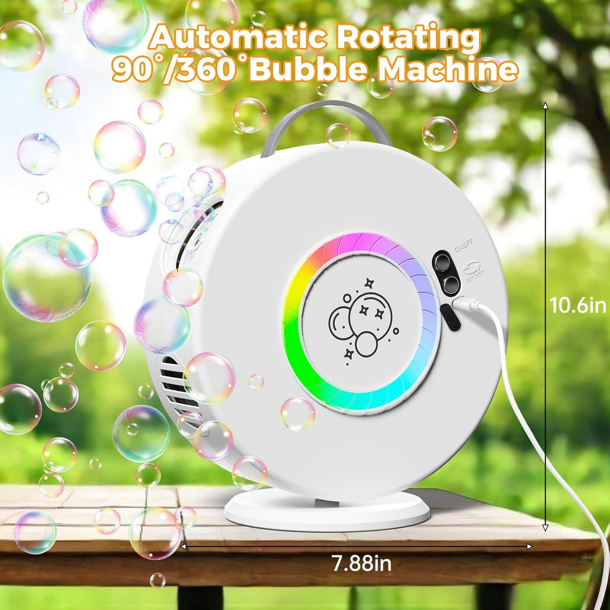 Bubble Machine Automatic LED Lights Bubble Blower for Kids Rechargeable Portable Bubble Maker Auto