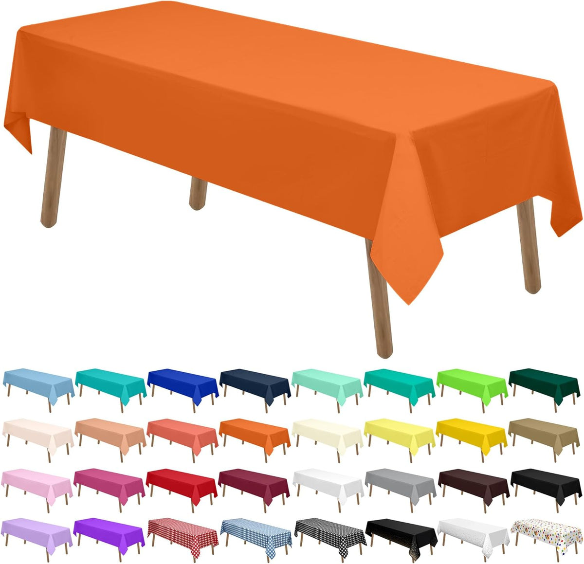 PARTY ULYJA Orange Plastic Tablecloths 2 Pack Disposable Table Covers 54 x 108 Inch PEVA Fall