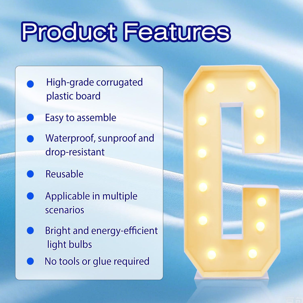 4FT Marquee Plastic Letters C - Light up Letters C Are Made from Corrugated Plastic Board - Quick